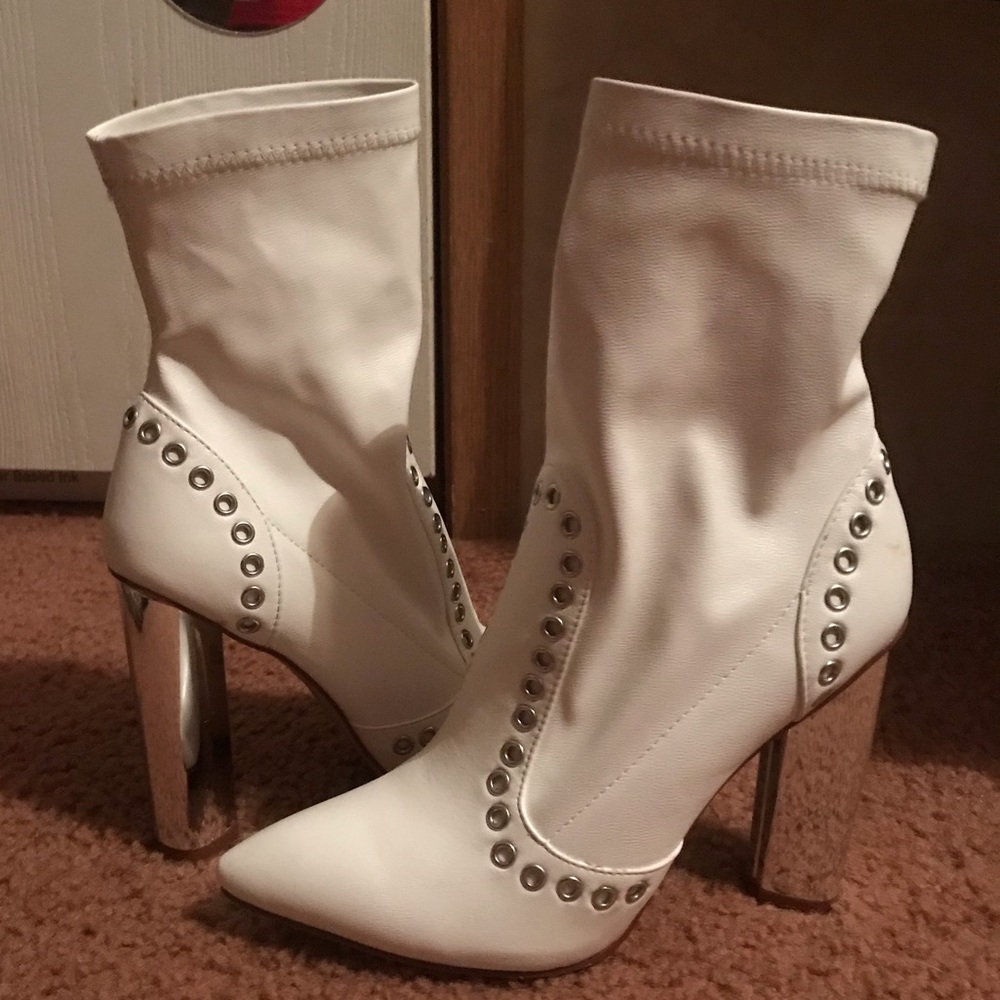 White Leather Booties